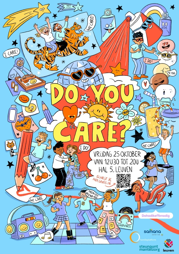 Affiche van het evenement met illustratie van de activiteiten 